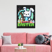 Gelukkig Pasen Konijn Pixel Game  Canvas Afdruk (Insitu (Woonkamer))