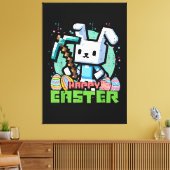 Gelukkig Pasen Konijn Pixel Game  Canvas Afdruk (Insitu (Woonkamer))