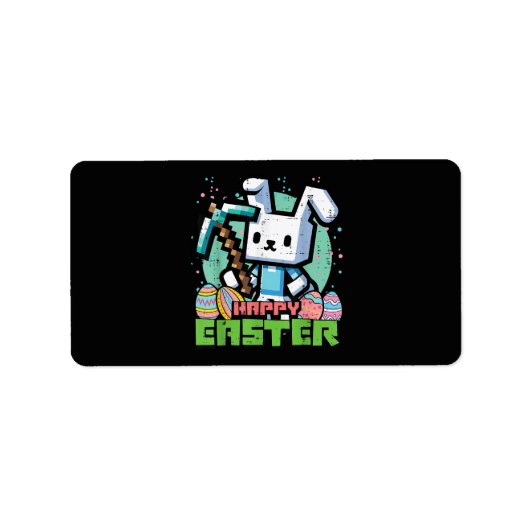 Gelukkig Pasen Konijn Pixel Game  Etiket (Voorkant)