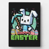 Gelukkig Pasen Konijn Pixel Game  Fotoplaat (voorkant)