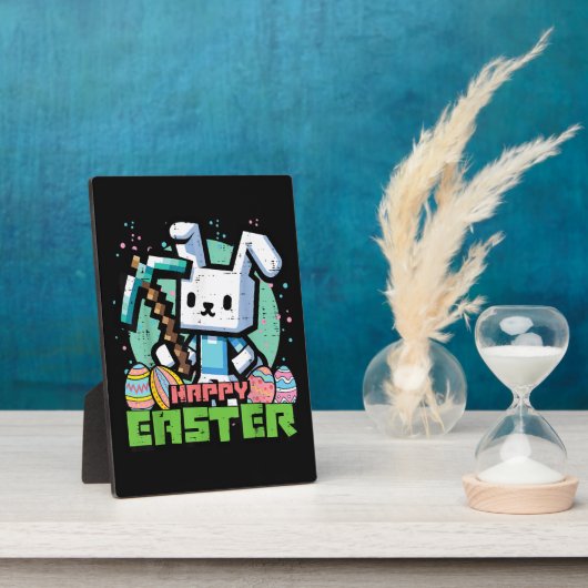 Gelukkig Pasen Konijn Pixel Game  Fotoplaat (Zijkant)