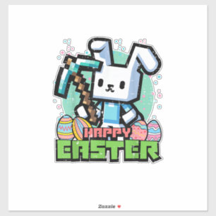 Gelukkig Pasen Konijn Pixel Game Gaming Gamer Jong Sticker
