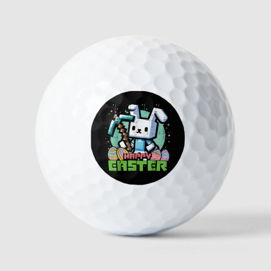 Gelukkig Pasen Konijn Pixel Game  Golfballen (Voorkant)