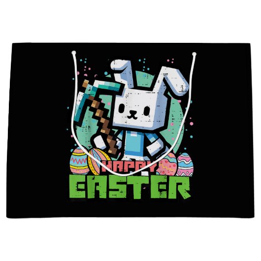 Gelukkig Pasen Konijn Pixel Game  Groot Cadeauzakje (Voorkant)
