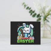 Gelukkig Pasen Konijn Pixel Game  Kaart (Staand voorkant)