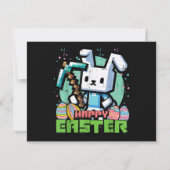 Gelukkig Pasen Konijn Pixel Game  Kaart (Achterkant)