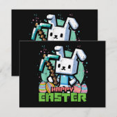 Gelukkig Pasen Konijn Pixel Game  Kaart (Voorkant / Achterkant)
