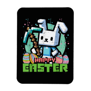 Gelukkig Pasen Konijn Pixel Game  Magneet