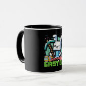 Gelukkig Pasen Konijn Pixel Game  Mok (Voorkant links)