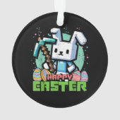 Gelukkig Pasen Konijn Pixel Game  Ornament (achterkant)