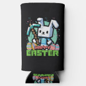 Gelukkig Pasen Konijn Pixel Game  Seltzer Blikjeskoeler (Achterkant)