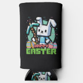 Gelukkig Pasen Konijn Pixel Game  Seltzer Blikjeskoeler (Voorkant)