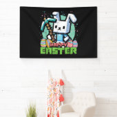 Gelukkig Pasen Konijn Pixel Game  Spandoek (Insitu)