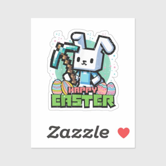 Gelukkig Pasen Konijn Pixel Game  Sticker (Vel)