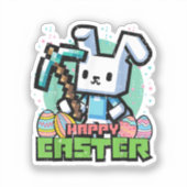 Gelukkig Pasen Konijn Pixel Game  Sticker (Voorkant)