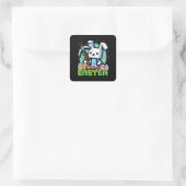 Gelukkig Pasen Konijn Pixel Game  Vierkante Sticker (Tas)