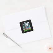 Gelukkig Pasen Konijn Pixel Game  Vierkante Sticker (Envelop)