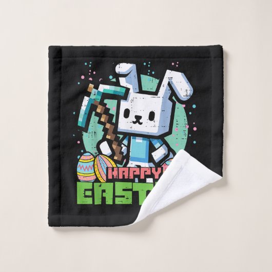 Gelukkig Pasen Konijn Pixel Game  Washandje (Wasdoekje)