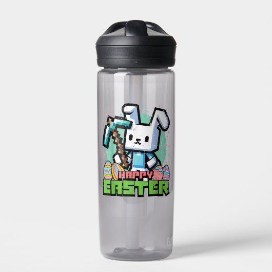 Gelukkig Pasen Konijn Pixel Game  Waterfles (Voorkant)