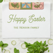 Gelukkig Pasen Konijn Quilt Patroon Familie Theedoek (Gevouwen)