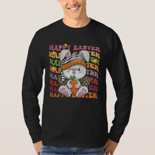 Gelukkig Pasen Konijn Regenboog Konijn Paaseieren T-shirt