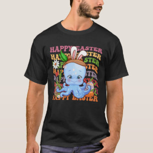 Gelukkig Pasen Konijn Regenboog Octopus Paaseiere T-shirt