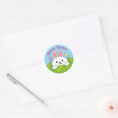 Gelukkig Pasen Konijn Ronde Sticker (Envelop)