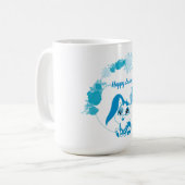 Gelukkig Pasen Konijn Schattig Blauw Kawaii Koffiemok (Voorkant links)