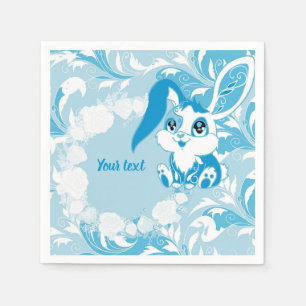Gelukkig Pasen Konijn Schattig Blauw Kawaii Servet