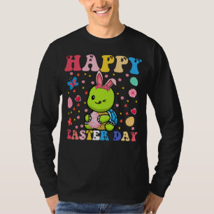Gelukkig Pasen Konijn Schildpad Pasen Dag Groovy T-shirt