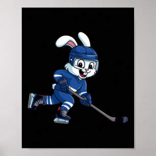 Gelukkig Pasen Konijn speelt ijshockey Paassport Poster