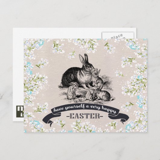 Gelukkig Pasen. konijnen Pasen Feestdagenkaart (Voorkant / Achterkant)