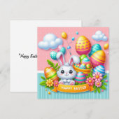 Gelukkig Pasen - Konijneneieren in pastelkleuren Feestdagenkaart (Voorkant / Achterkant)