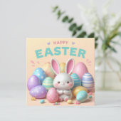 Gelukkig Pasen - Konijneneieren in pastelkleuren Feestdagenkaart (Staand voorkant)