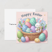 Gelukkig Pasen - Konijneneieren in pastelkleuren Feestdagenkaart (Voorkant / Achterkant)