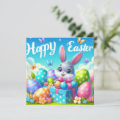 Gelukkig Pasen - Konijneneieren in pastelkleuren Feestdagenkaart (Staand voorkant)