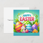 Gelukkig Pasen - Konijneneieren in pastelkleuren Feestdagenkaart (Voorkant / Achterkant)