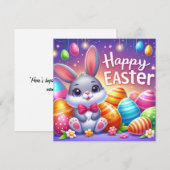 Gelukkig Pasen - Konijneneieren in pastelkleuren Feestdagenkaart (Voorkant / Achterkant)