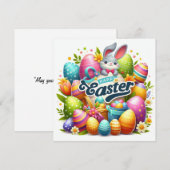 Gelukkig Pasen - Konijneneieren in pastelkleuren Feestdagenkaart (Voorkant / Achterkant)