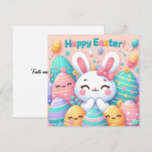 Gelukkig Pasen - Konijneneieren in pastelkleuren Feestdagenkaart (Voorkant / Achterkant)
