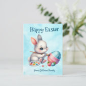 Gelukkig Pasen, Konijnenwater dat een Paasei kleur Feestdagenkaart (Staand voorkant)