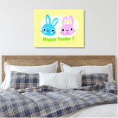 "GELUKKIG PASEN" KONIJNTJES CANVAS AFDRUK (Insitu (Slaapkamer))