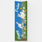 Gelukkig Pasen | Konijntjes en beschilderde eieren Spandoek (Verticaal)