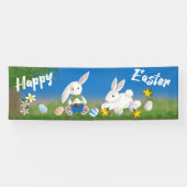 Gelukkig Pasen | Konijntjes en beschilderde eieren Spandoek (Horizontaal)