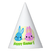 "GELUKKIG PASEN" KONIJNTJES FEESTHOEDJES (Voorkant)
