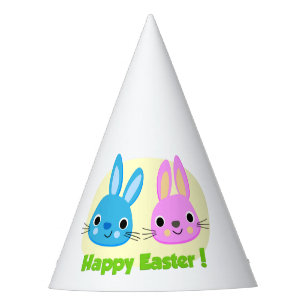 "GELUKKIG PASEN" KONIJNTJES FEESTHOEDJES