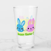 "GELUKKIG PASEN" KONIJNTJES GLAS (Achterkant)