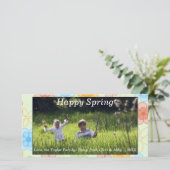 Gelukkig Pasen Lente Foto Kaart Bloemen (Staand voorkant)