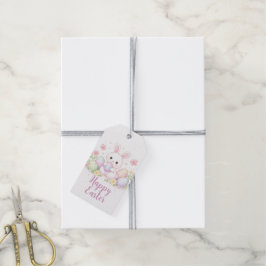 Gelukkig Pasen Lente Ontwerp - Knuffel Konijn Cadeaulabel
