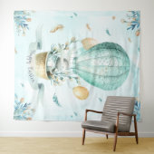 Gelukkig Pasen Leuk Konijntje & Ballons Ontwerp Wandkleed (In Situ (horizontaal))